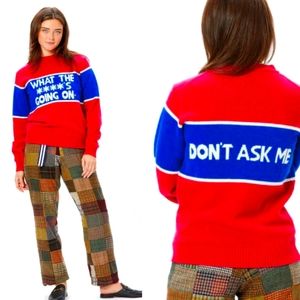 Gyles & George for Rowing Blazers Hot Pink and Blue Crew Neck WTF Sweater